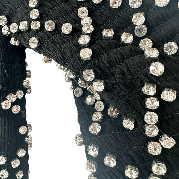 Retrofete Harlowe Crystal Embellished Jeweled Black Mini Party Dress Size Medium - Picture 10 of 11